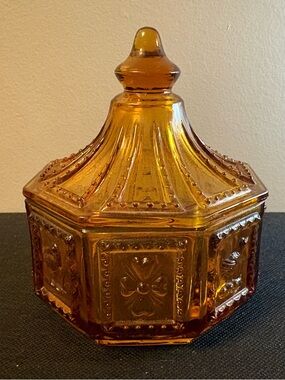 Vintage Amber Imperial Glass Candy Dish